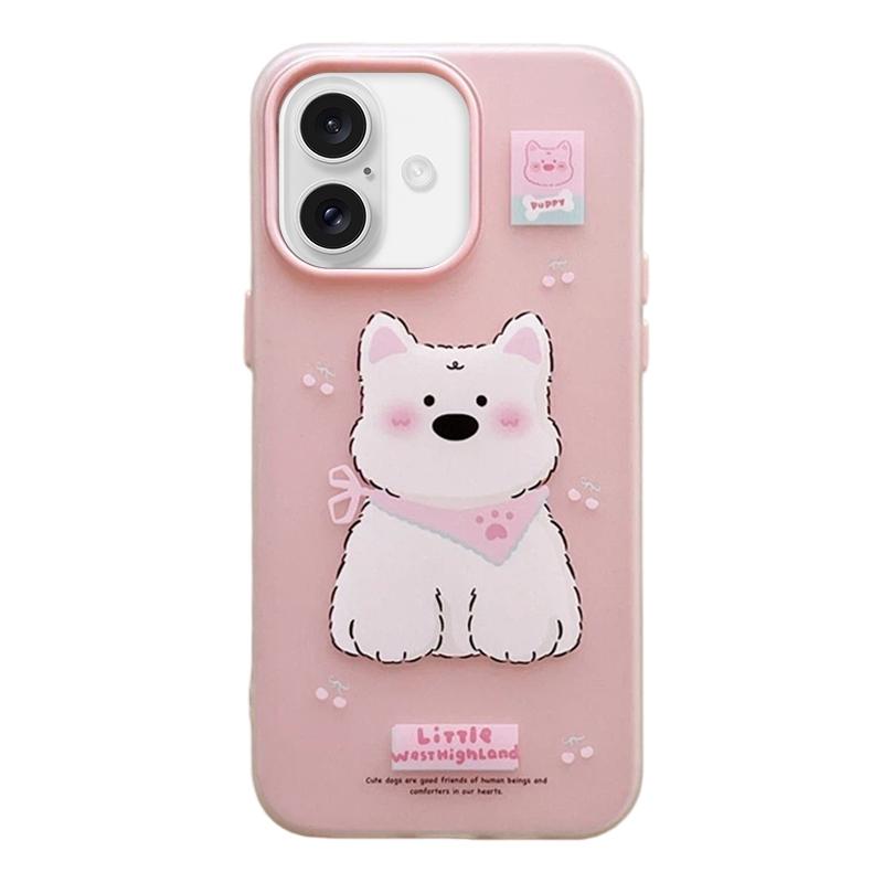 For iPhone 16 Frosted 3 in 1 Design Shockproof Phone Case - Puppy - EDA009750803D