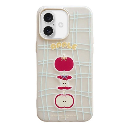 For iPhone 16 Frosted 3 in 1 Design Shockproof Phone Case - Line Apple - EDA009750803E