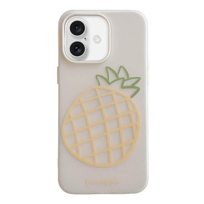 For iPhone 16 Frosted 3 in 1 Design Shockproof Phone Case - Pineapple - EDA009750803F
