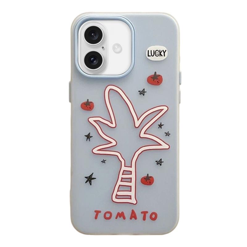 For iPhone 16 Frosted 3 in 1 Design Shockproof Phone Case - Coconut Tree - EDA009750803H