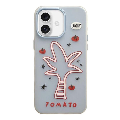 For iPhone 16 Frosted 3 in 1 Design Shockproof Phone Case - Coconut Tree - EDA009750803H
