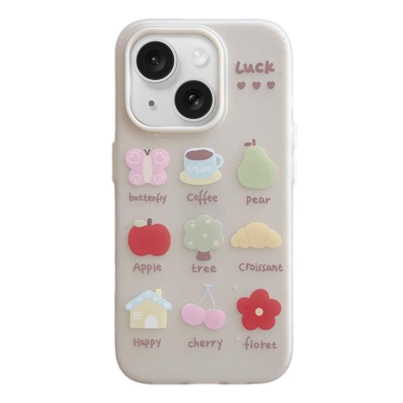 For iPhone 15 Frosted 3 in 1 Design Shockproof Phone Case - Nine Grid Plants - EDA009750806C