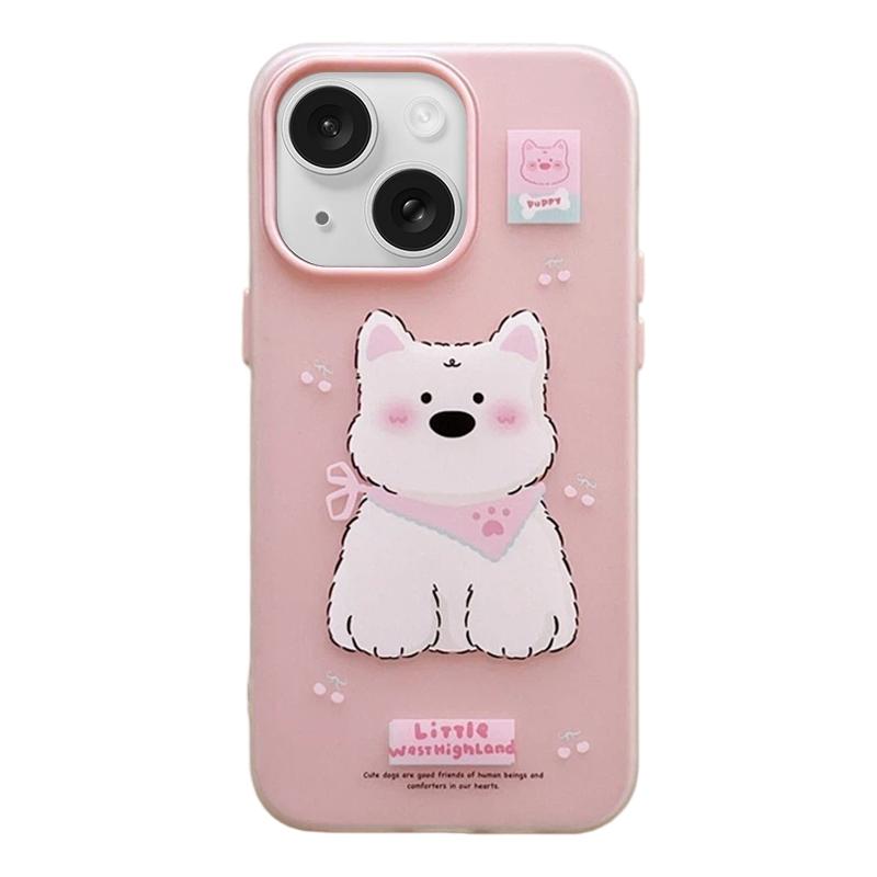 For iPhone 15 Frosted 3 in 1 Design Shockproof Phone Case - Puppy - EDA009750806D