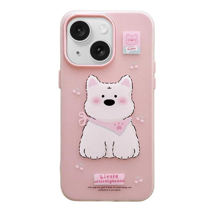 For iPhone 15 Frosted 3 in 1 Design Shockproof Phone Case - Puppy - EDA009750806D