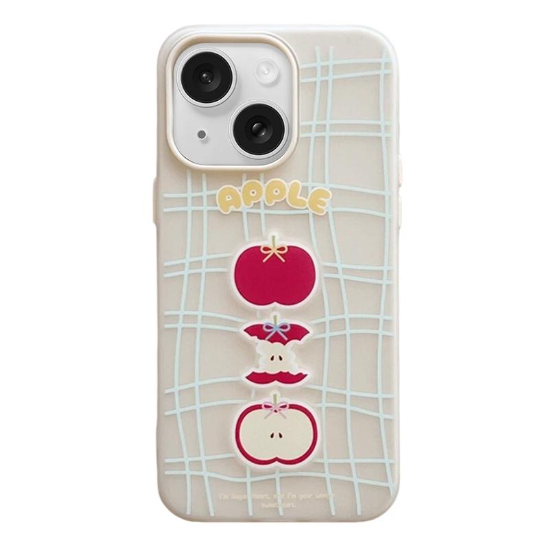 For iPhone 15 Frosted 3 in 1 Design Shockproof Phone Case - Line Apple - EDA009750806E