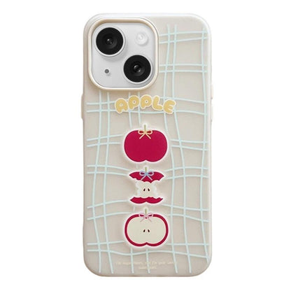 For iPhone 15 Frosted 3 in 1 Design Shockproof Phone Case - Line Apple - EDA009750806E