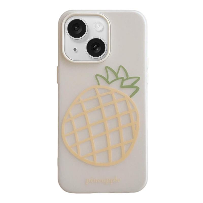 For iPhone 15 Frosted 3 in 1 Design Shockproof Phone Case - Pineapple - EDA009750806F