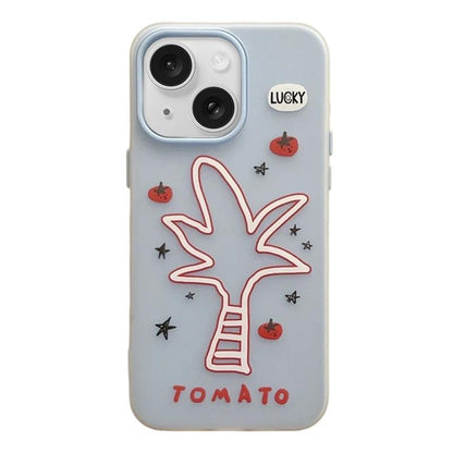 For iPhone 15 Frosted 3 in 1 Design Shockproof Phone Case - Coconut Tree - EDA009750806H