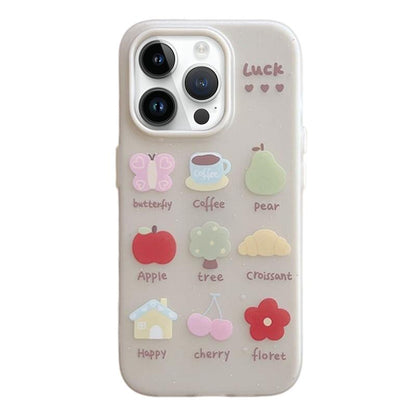 For iPhone 14 Pro Max Frosted 3 in 1 Design Shockproof Phone Case - Nine Grid Plants - EDA009750809C