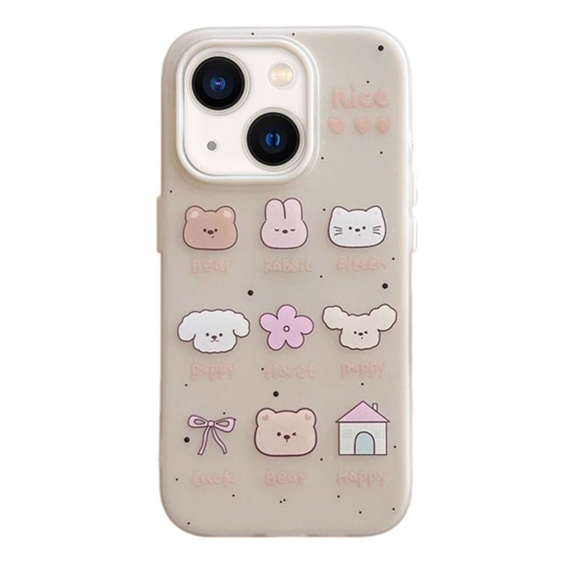 For iPhone 13 Frosted 3 in 1 Design Shockproof Phone Case - Nine Grid Animals - EDA009750810B