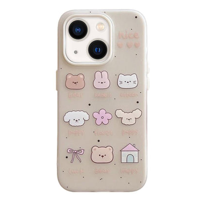 For iPhone 13 Frosted 3 in 1 Design Shockproof Phone Case - Nine Grid Animals - EDA009750810B