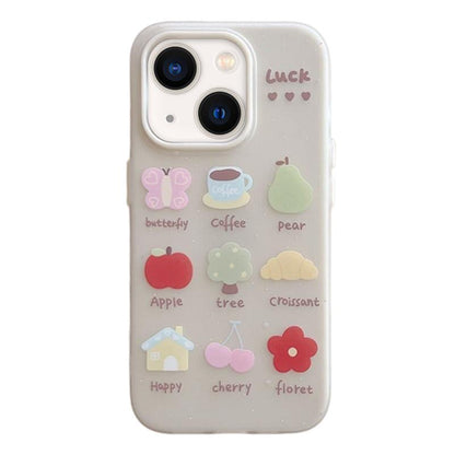 For iPhone 13 Frosted 3 in 1 Design Shockproof Phone Case - Nine Grid Plants - EDA009750810C