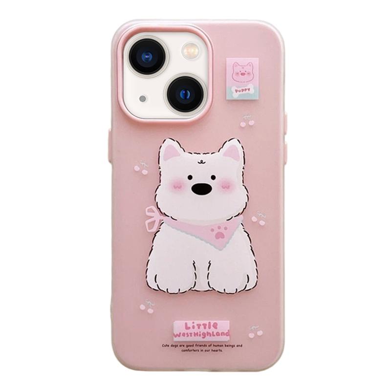 For iPhone 13 Frosted 3 in 1 Design Shockproof Phone Case - Puppy - EDA009750810D