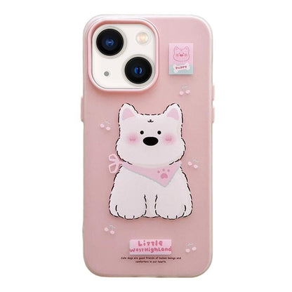 For iPhone 13 Frosted 3 in 1 Design Shockproof Phone Case - Puppy - EDA009750810D