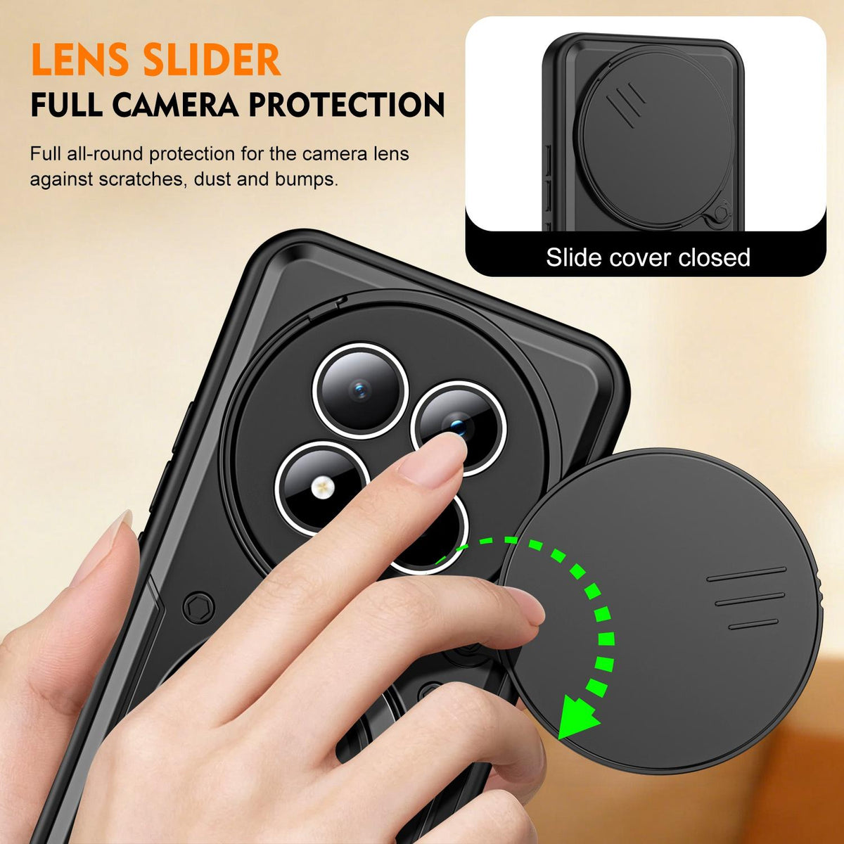 For Redmi Note 15 Pro 5G Global 163.6m Ring Holder Lens Slide Cover Phone Case - Blue - EDA009751103B