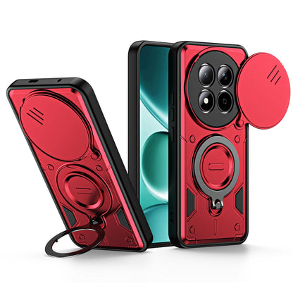For Redmi Note 15 Pro 5G Global 163.6m Ring Holder Lens Slide Cover Phone Case - Red - EDA009751103D