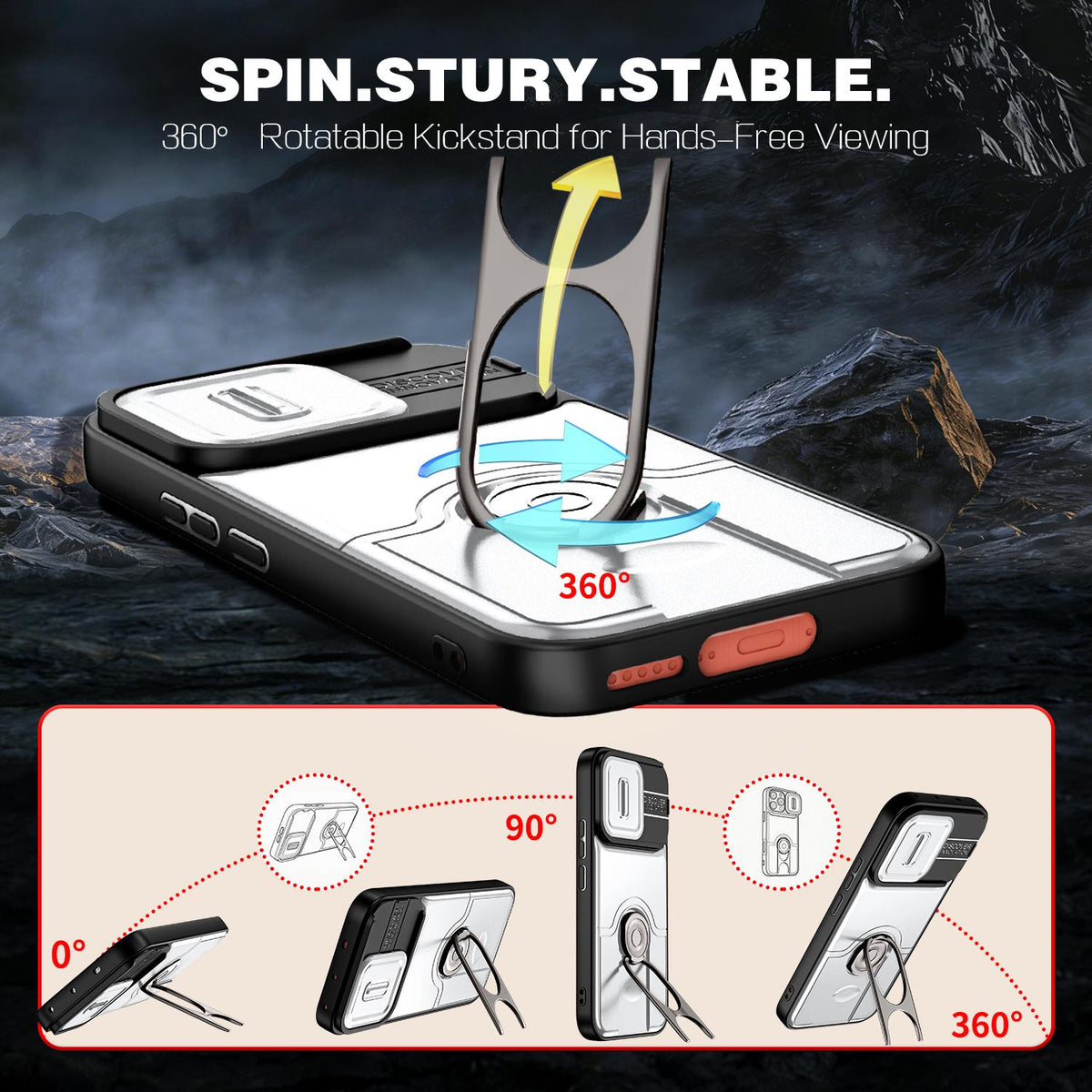 For vivo V70 5G / S50 5G Sliding Camera Cover 2 in 1 Rotating Holder Air Bag Shockproof Phone Case - Silvery - EDA009752601A