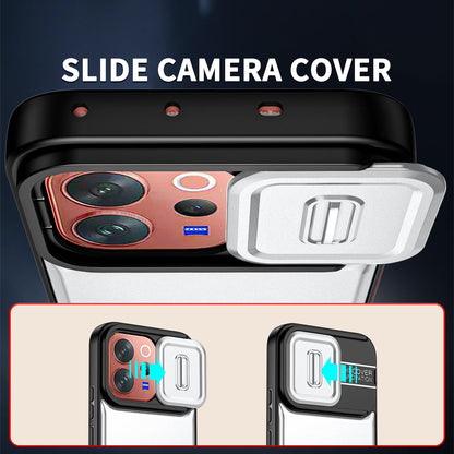 For vivo V70 5G / S50 5G Sliding Camera Cover 2 in 1 Rotating Holder Air Bag Shockproof Phone Case - Silvery - EDA009752601A