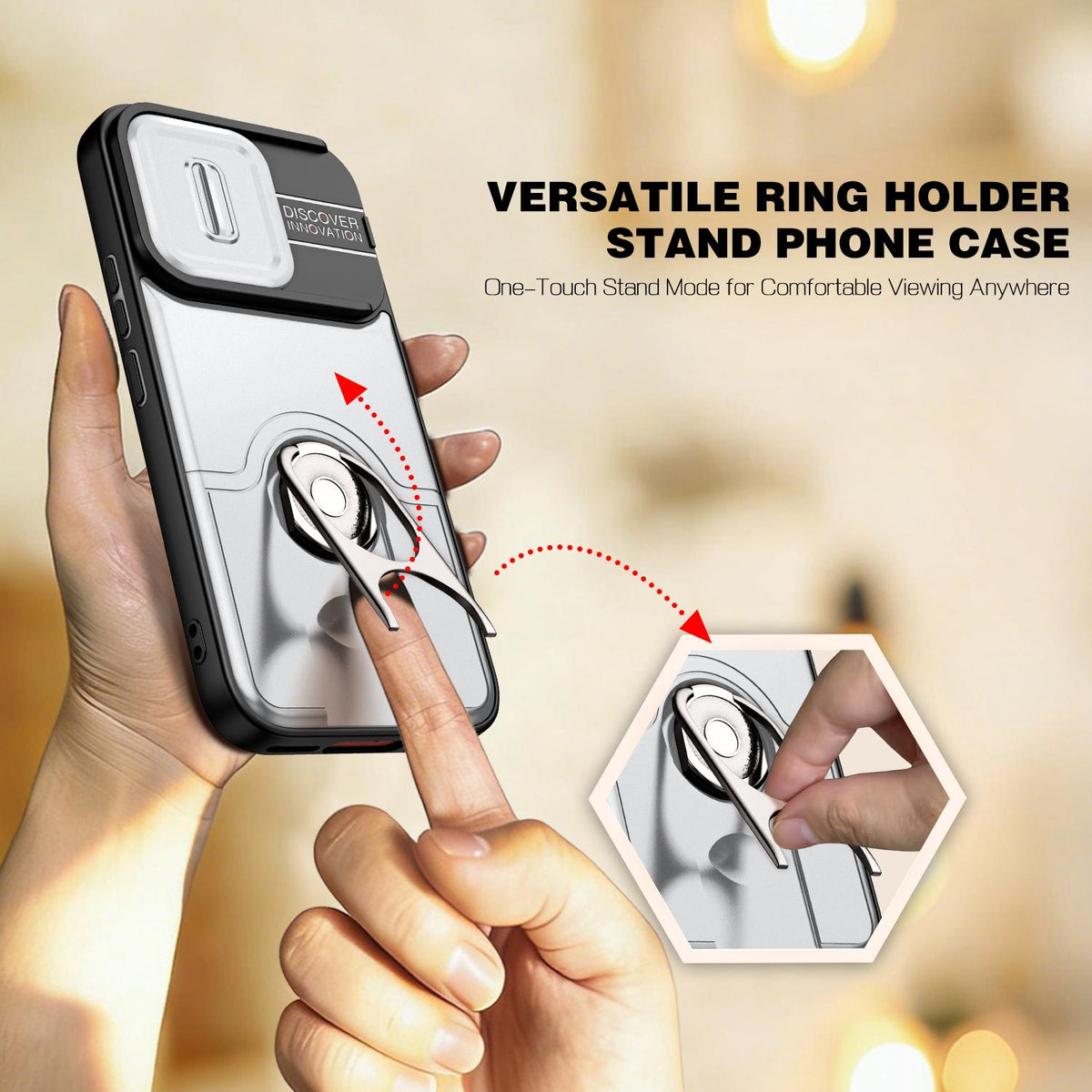 For vivo V70 5G / S50 5G Sliding Camera Cover 2 in 1 Rotating Holder Air Bag Shockproof Phone Case - Silvery - EDA009752601A