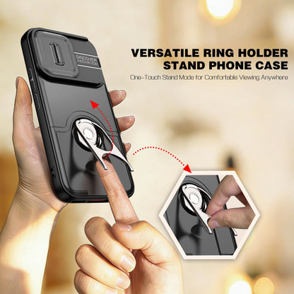 For vivo V70 5G / S50 5G Sliding Camera Cover 2 in 1 Rotating Holder Air Bag Shockproof Phone Case - Black - EDA009752601B