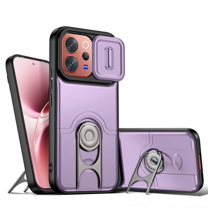 For vivo V70 5G / S50 5G Sliding Camera Cover 2 in 1 Rotating Holder Air Bag Shockproof Phone Case - Purple - EDA009752601C