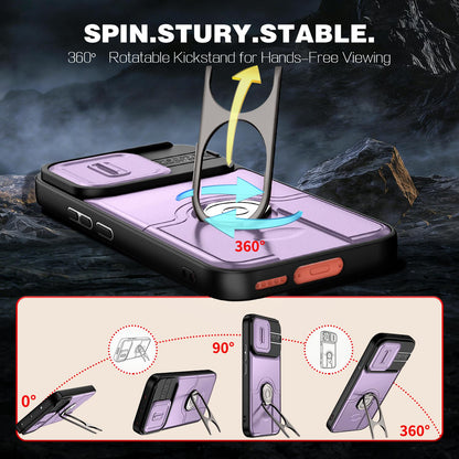For vivo V70 5G / S50 5G Sliding Camera Cover 2 in 1 Rotating Holder Air Bag Shockproof Phone Case - Purple - EDA009752601C