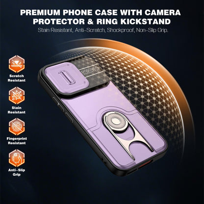 For vivo V70 5G / S50 5G Sliding Camera Cover 2 in 1 Rotating Holder Air Bag Shockproof Phone Case - Purple - EDA009752601C