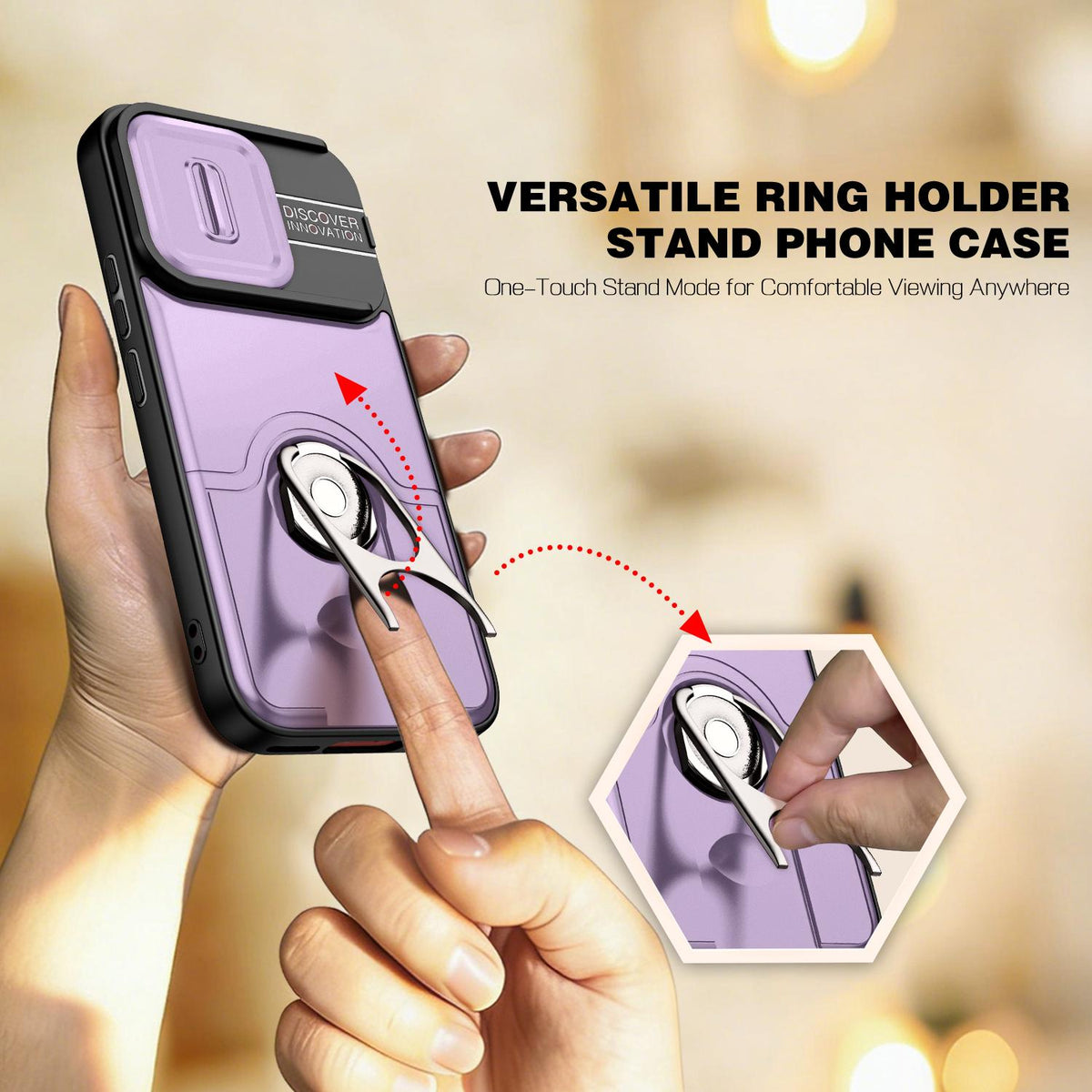 For vivo V70 5G / S50 5G Sliding Camera Cover 2 in 1 Rotating Holder Air Bag Shockproof Phone Case - Purple - EDA009752601C
