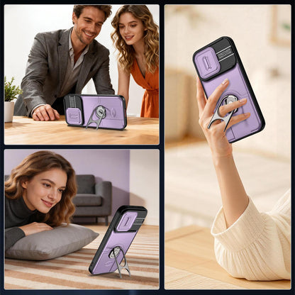 For vivo V70 5G / S50 5G Sliding Camera Cover 2 in 1 Rotating Holder Air Bag Shockproof Phone Case - Purple - EDA009752601C
