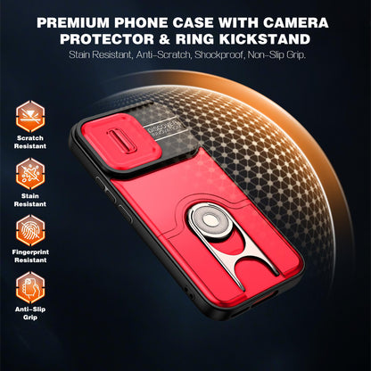 For vivo V70 5G / S50 5G Sliding Camera Cover 2 in 1 Rotating Holder Air Bag Shockproof Phone Case - Red - EDA009752601D