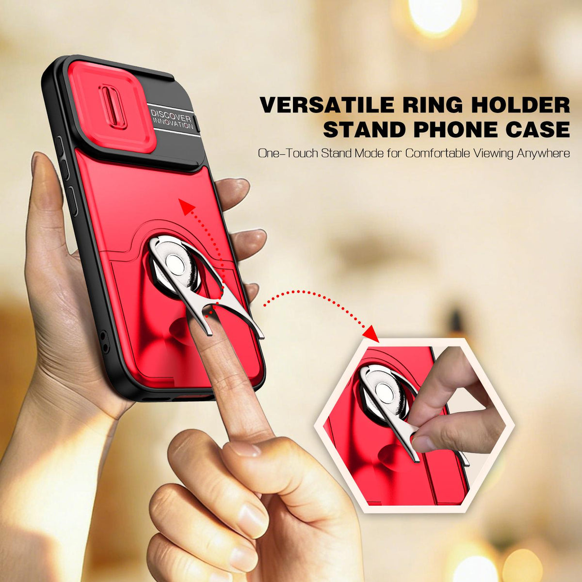 For vivo V70 5G / S50 5G Sliding Camera Cover 2 in 1 Rotating Holder Air Bag Shockproof Phone Case - Red - EDA009752601D