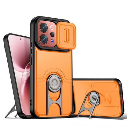 For vivo V70 5G / S50 5G Sliding Camera Cover 2 in 1 Rotating Holder Air Bag Shockproof Phone Case - Orange - EDA009752601F