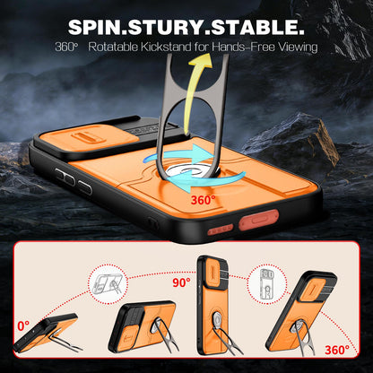 For vivo V70 5G / S50 5G Sliding Camera Cover 2 in 1 Rotating Holder Air Bag Shockproof Phone Case - Orange - EDA009752601F