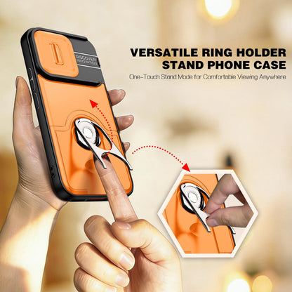 For vivo V70 5G / S50 5G Sliding Camera Cover 2 in 1 Rotating Holder Air Bag Shockproof Phone Case - Orange - EDA009752601F