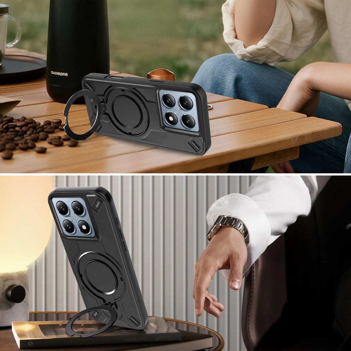 For Xiaomi 14T Dijia Rotating Bracket Magnetic Phone Case - Black - EDA009752701B