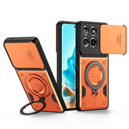 For Motorola Edge 70 5G Ring Holder Lens Slide Cover Phone Case - Orange - EDA009752804A