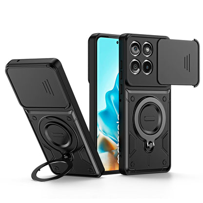 For Motorola Edge 70 5G Ring Holder Lens Slide Cover Phone Case - Black - EDA009752804C