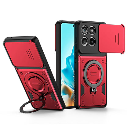 For Motorola Edge 70 5G Ring Holder Lens Slide Cover Phone Case - Red - EDA009752804D