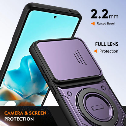For Motorola Edge 70 5G Ring Holder Lens Slide Cover Phone Case - Red - EDA009752804D