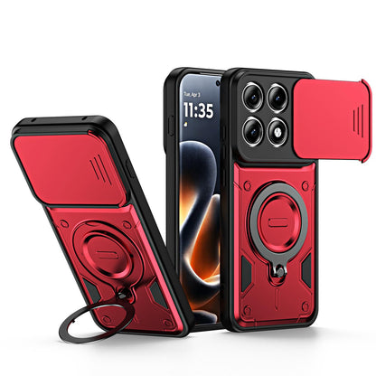 For Motorola Edge 70 Pro 5G Ring Holder Lens Slide Cover Phone Case - Red - EDA009752813D