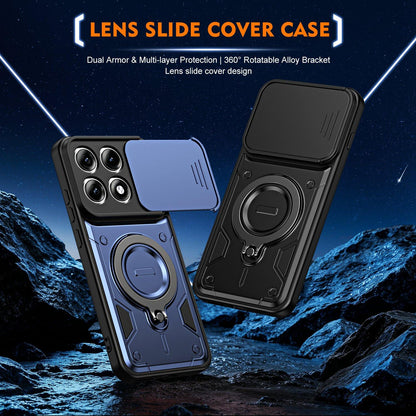 For Motorola Edge 70 Pro 5G Ring Holder Lens Slide Cover Phone Case - Red - EDA009752813D