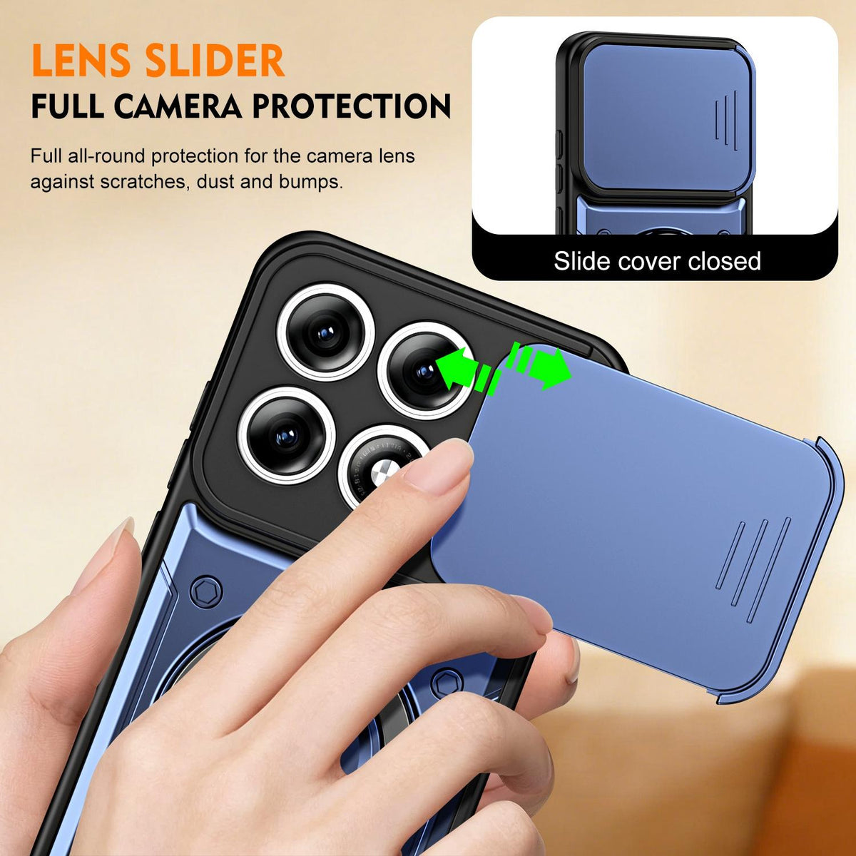 For Motorola Edge 70 Pro 5G Ring Holder Lens Slide Cover Phone Case - Red - EDA009752813D