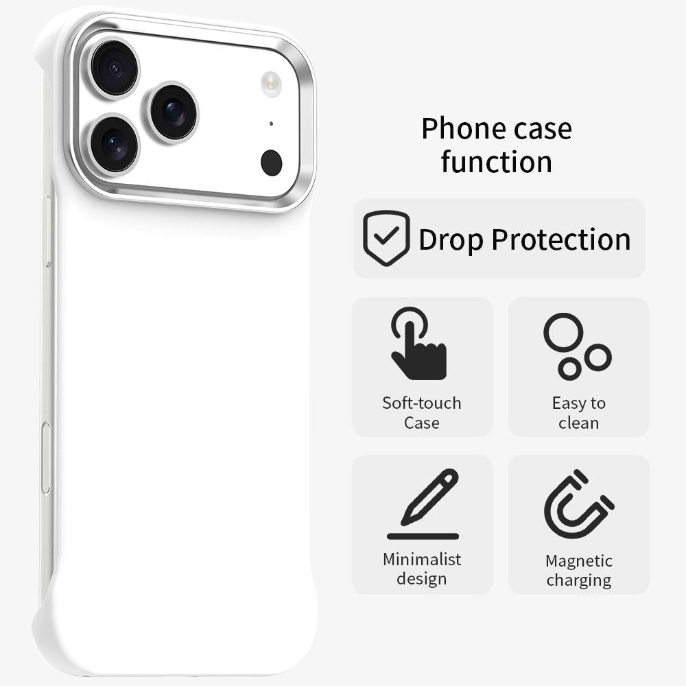 For iPhone 17 Pro Max Ultra-Slim Frameless TPU + PET + PC Shockproof Phone Case - White - EDA009752901A