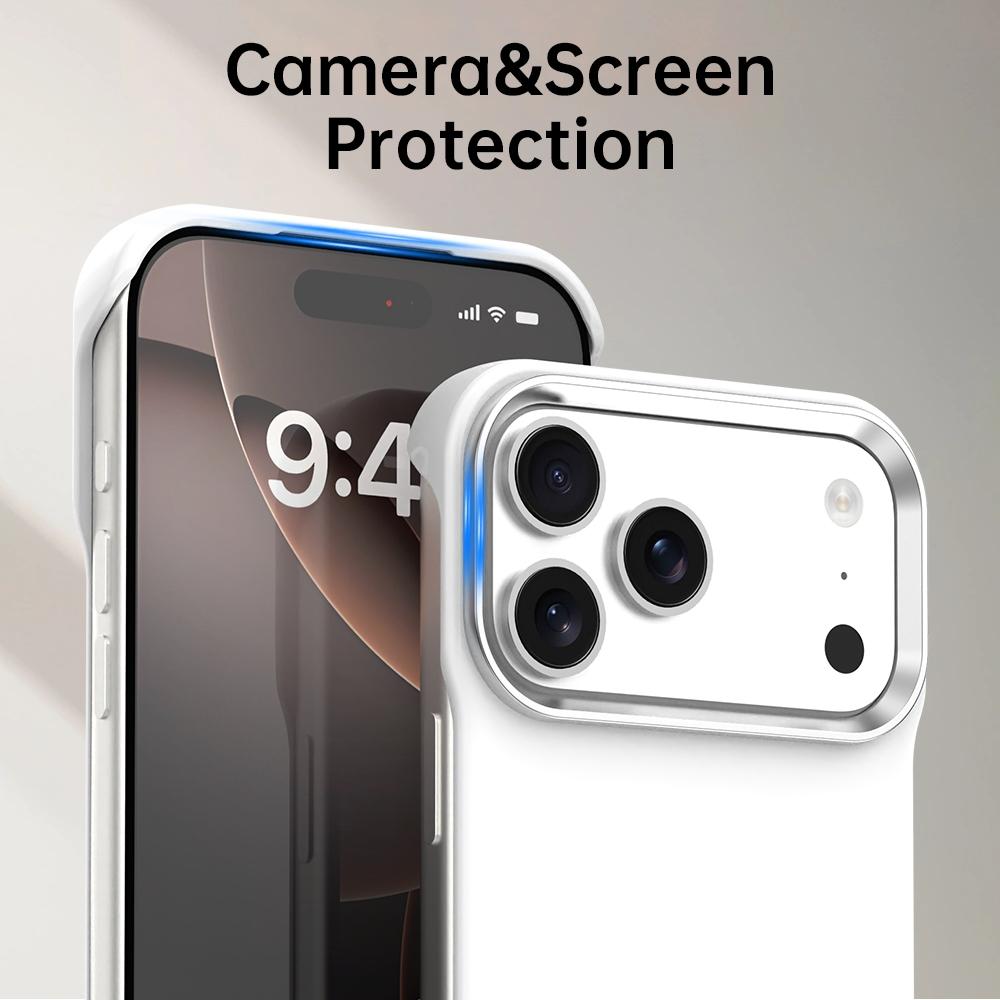For iPhone 17 Pro Max Ultra-Slim Frameless TPU + PET + PC Shockproof Phone Case - White - EDA009752901A