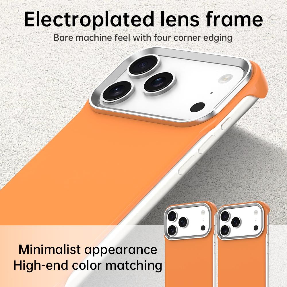 For iPhone 17 Pro Max Ultra-Slim Frameless TPU + PET + PC Shockproof Phone Case - Orange - EDA009752901B