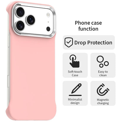 For iPhone 17 Pro Max Ultra-Slim Frameless TPU + PET + PC Shockproof Phone Case - Pink - EDA009752901C