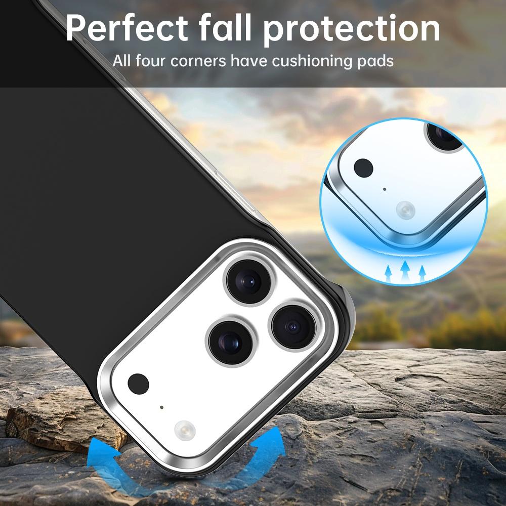For iPhone 17 Pro Max Ultra-Slim Frameless TPU + PET + PC Shockproof Phone Case - Black - EDA009752901D