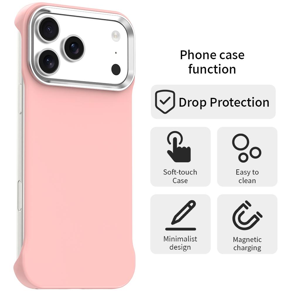 For iPhone 17 Pro Ultra-Slim Frameless TPU + PET + PC Shockproof Phone Case - Pink - EDA009752902C