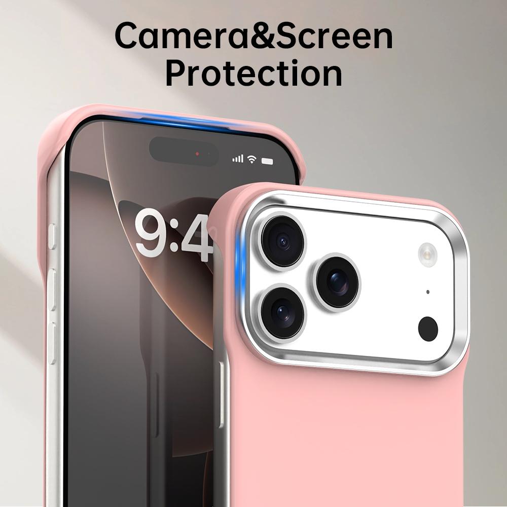 For iPhone 17 Pro Ultra-Slim Frameless TPU + PET + PC Shockproof Phone Case - Pink - EDA009752902C