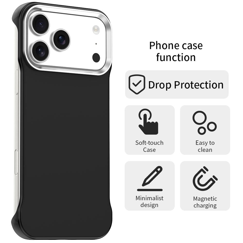 For iPhone 17 Pro Ultra-Slim Frameless TPU + PET + PC Shockproof Phone Case - Black - EDA009752902D